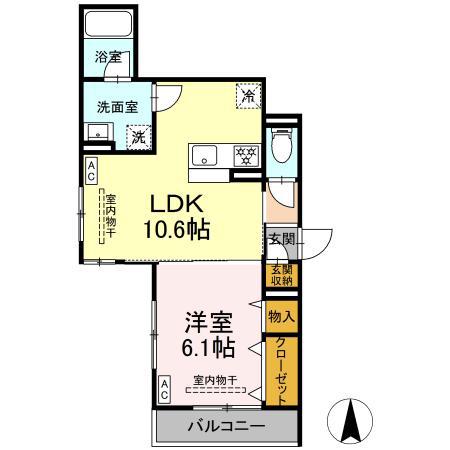 パラディーゾ湘南(1LDK/2階)の間取り写真