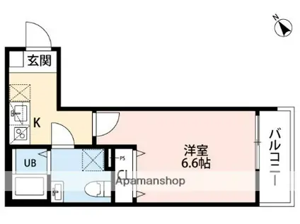 羽沢ヒルズ(1K/2階)の間取り写真