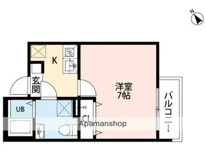 羽沢ヒルズ(1K/2階)の間取り写真