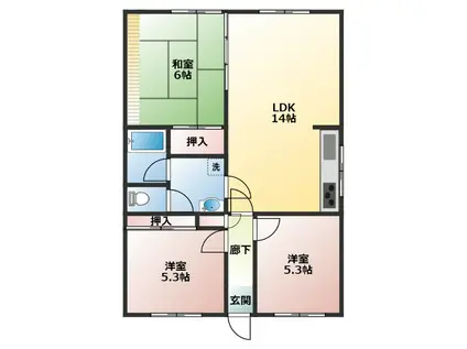 長坂昭英マンションA(3LDK/1階)の間取り写真