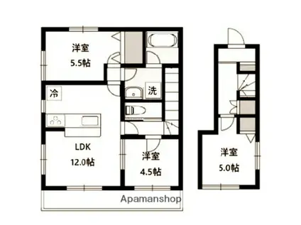 ケーハウス ズーラシア(ワンルーム/2階)の間取り写真