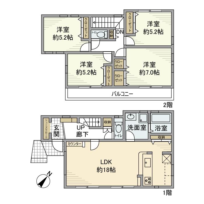 東急田園都市線 長津田駅 徒歩9分 2階建 築3年(4LDK)の間取り写真