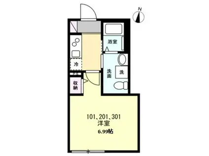 ベイルームメゾン新杉田(1K/1階)の間取り写真