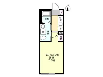 ベイルームメゾン新杉田(1K/1階)の間取り写真