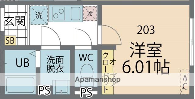 カインドネス本厚木イースト(1K/2階)の間取り写真