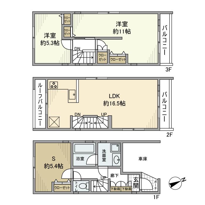 東急東横線 武蔵小杉駅 バス乗車時間:15分 上河原バス停で下車 徒歩2分 3階建 築11年(2SLDK)の間取り写真