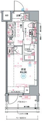 クレヴィスタ阪東橋3(1K/10階)の間取り写真