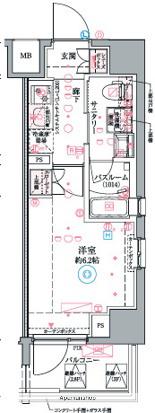 クレヴィスタ阪東橋3(1K/11階)の間取り写真