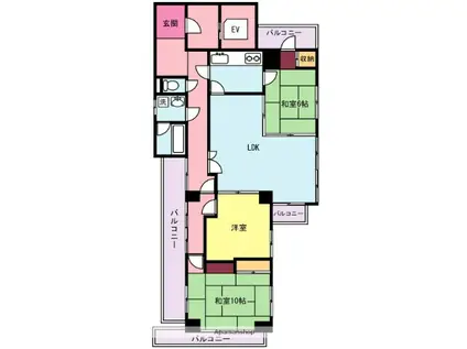 ダイサンビル(3LDK/6階)の間取り写真