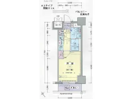 グランフォース横浜伊勢佐木町(1K/5階)の間取り写真