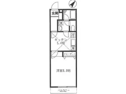 サンヒルズ大倉山(1DK/2階)の間取り写真
