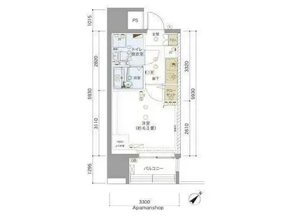リヴシティ横浜東ベイサイド(1K/10階)の間取り写真