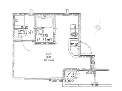 プログレス(1K/3階)の間取り写真