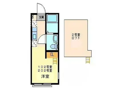 ハーミットクラブハウス新横浜(ワンルーム/2階)の間取り写真