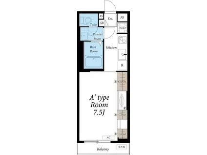 リブリ・プモリⅡ(1K/1階)の間取り写真