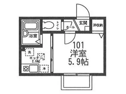 グリーンカーサ E(1K/1階)の間取り写真