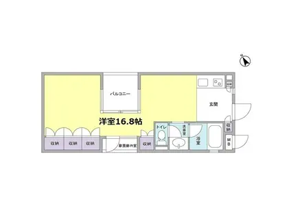 カーサポルトーネ(ワンルーム/3階)の間取り写真