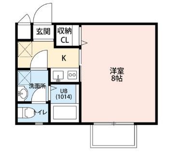 アムールシュシュⅡ(1K/2階)の間取り写真