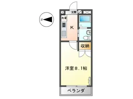 小田急電鉄小田原線 本厚木駅 徒歩7分 4階建 築21年(1K/4階)の間取り写真