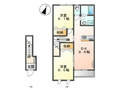 ファインハイムSATO Ⅱ(2DK/2階)の間取り写真
