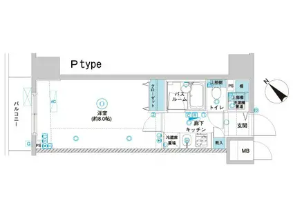 フェニックス横濱関内BAY GAIA(1K/8階)の間取り写真