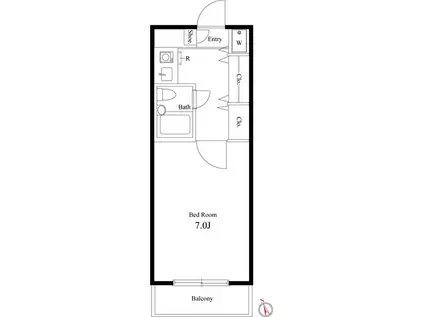 リバティー座間(1K/2階)の間取り写真