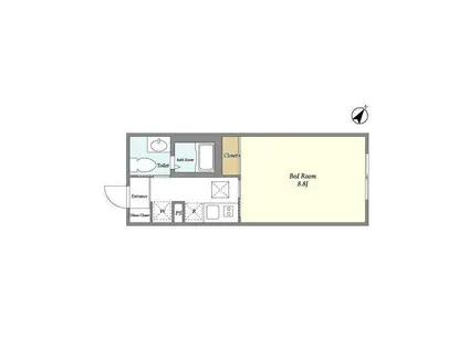 ラクラス洗足(1K/4階)の間取り写真