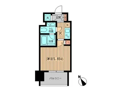 レジディア大森(1K/9階)の間取り写真