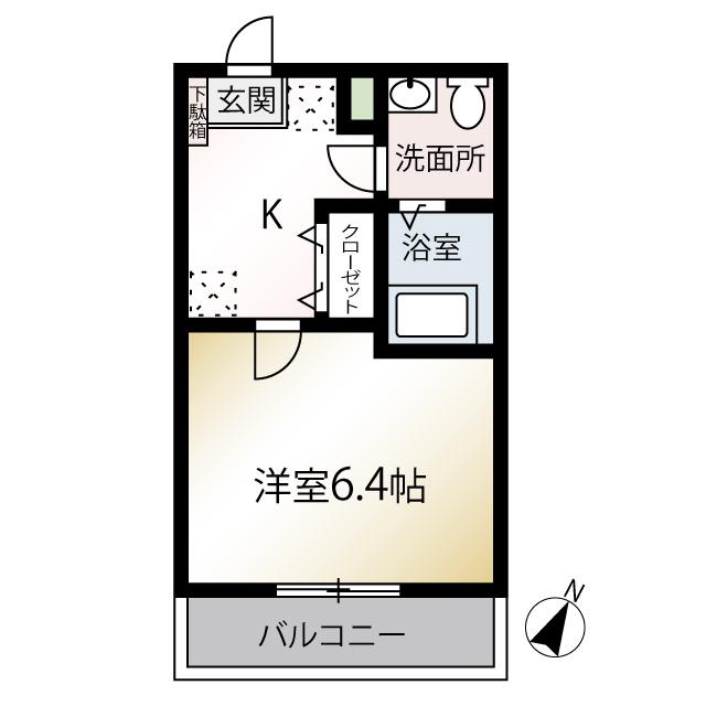 MQUARTO湘南海岸公園Ⅱ(1K/2階)の間取り写真