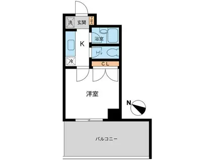 日宝コートヒルズ洋光台Ⅳ(1K/2階)の間取り写真