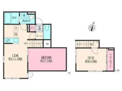 ルミエール(1LDK/1階)の間取り写真
