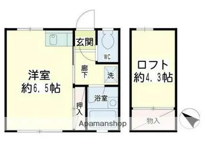 第二YMハイツ(ワンルーム/1階)の間取り写真