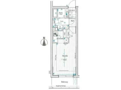 JOY CUBE三ツ沢(1K/4階)の間取り写真
