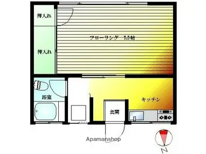 アパルト湘南(1K/2階)の間取り写真