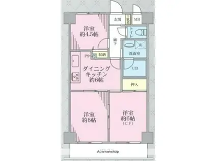 クレール湘南(3DK/2階)の間取り写真