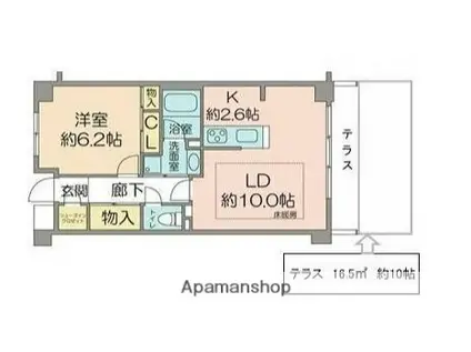 ビューコートQM(1LDK/1階)の間取り写真