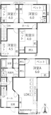 京浜東北・根岸線 大船駅 徒歩13分 2階建 築52年(5LDK)の間取り写真