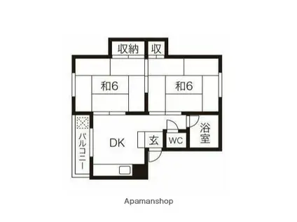 第二マルシンコーポ(2DK/4階)の間取り写真