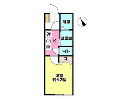 ヴァングルーブ湘南(1K/1階)の間取り写真