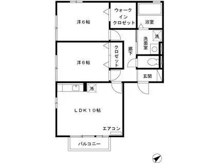 FLORAⅢ(2LDK/2階)の間取り写真