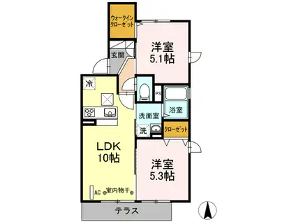 コンフォート湘南山手Ⅰ(2LDK/1階)の間取り写真