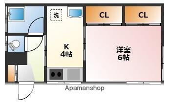 ラテール岡沢町Ⅱ(1K/2階)の間取り写真