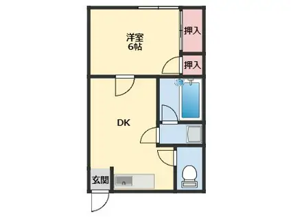 ひばり荘(1DK/2階)の間取り写真