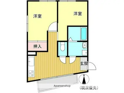 南湖植辰ビル(2DK/3階)の間取り写真