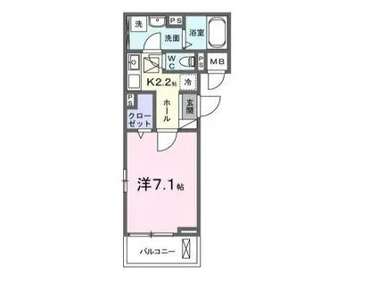 オーレヴィア(1K/1階)の間取り写真