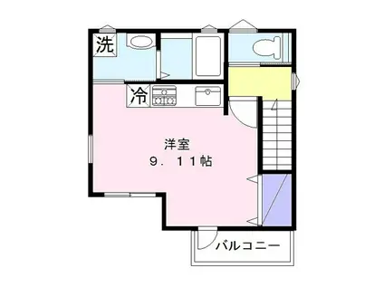 シティヴィレッジ(ワンルーム/2階)の間取り写真