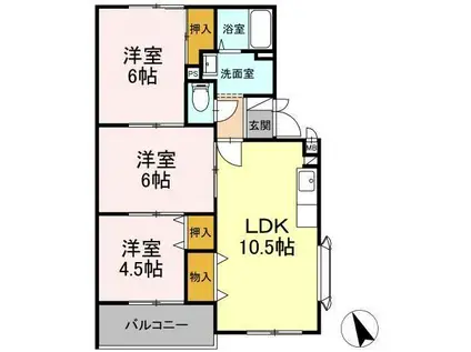 アルベール(3LDK/2階)の間取り写真