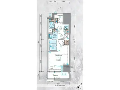 エステムコート横浜反町2(1K/6階)の間取り写真