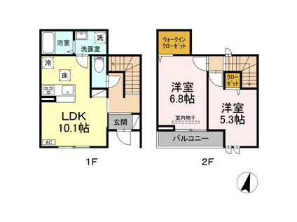 ラ・ペジブル(2LDK/1階)の間取り写真