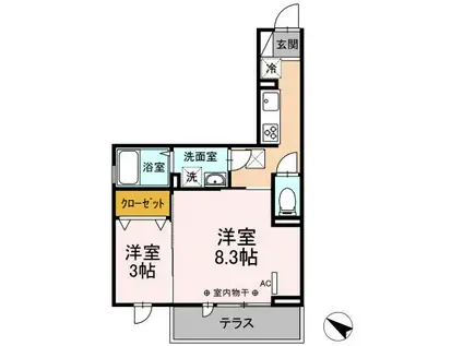 D-ROOM樹・旭町(2K/1階)の間取り写真